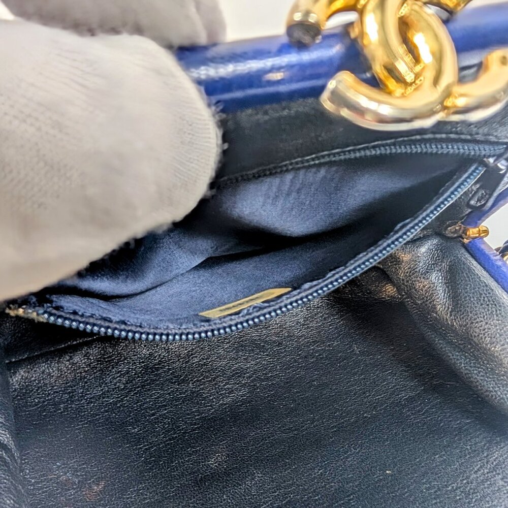 Chanel Vintage Blue Quilted Lambskin Kisslock Tassel Clutch - Picture 8 of 16